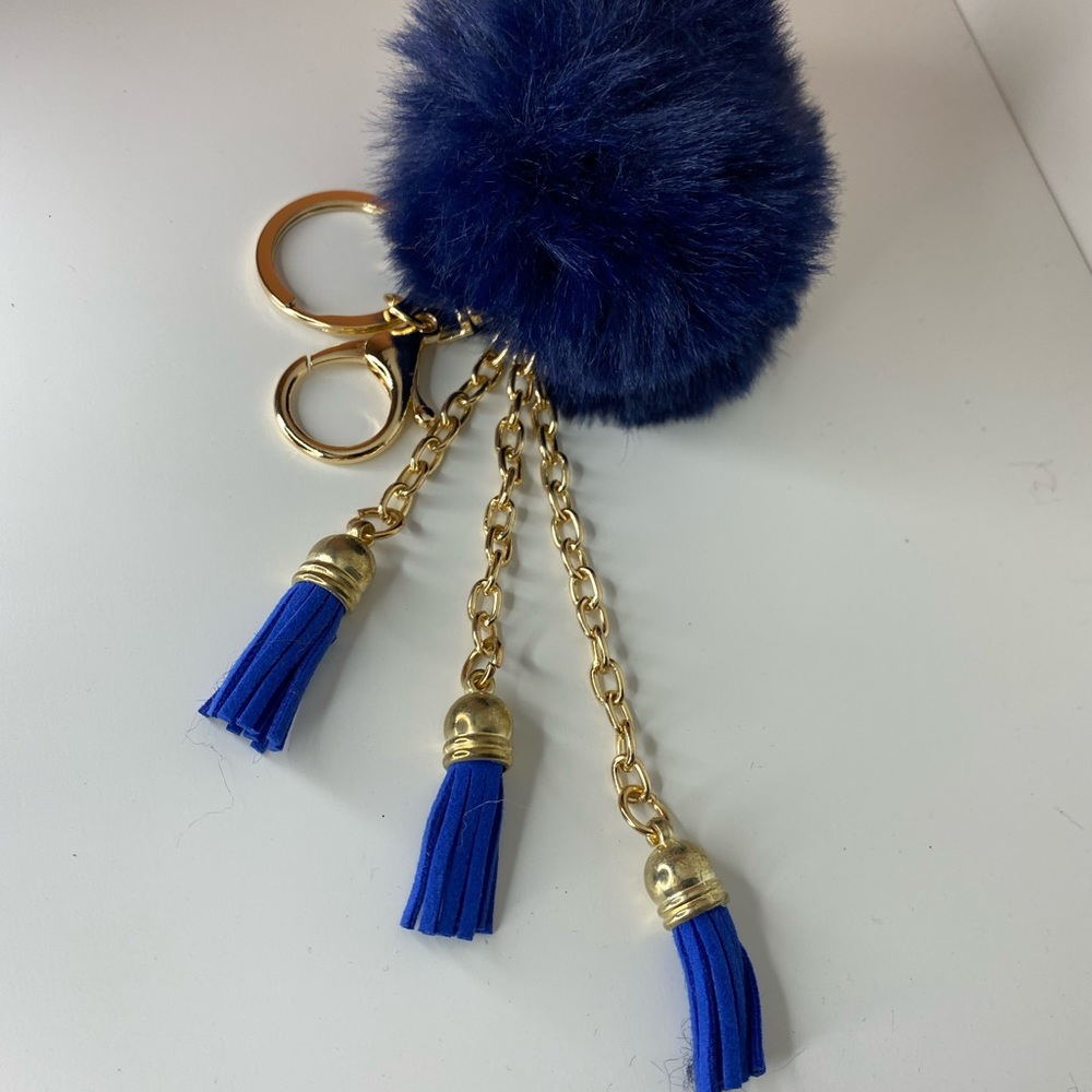 Pom Pom Keychain Blue